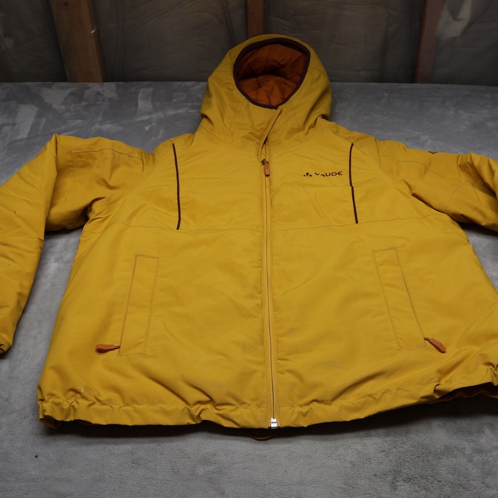 Vaude Jacket Womens Large Yellow Neyland Padded Hooded Full Zip Ripstop Outdoor